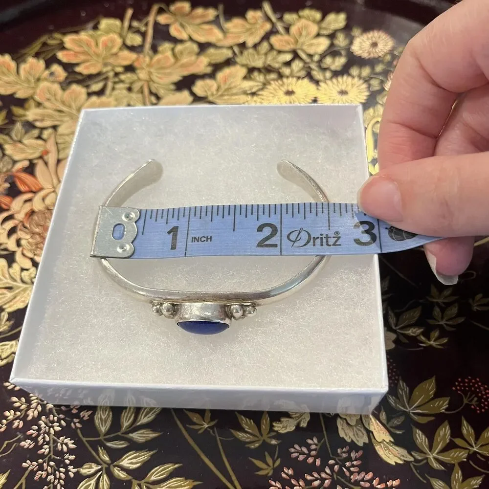 Vintage Navajo Cuff Bracelet Sterling Silver 925 Lapis Lazuli Blue 28g Boho 20s